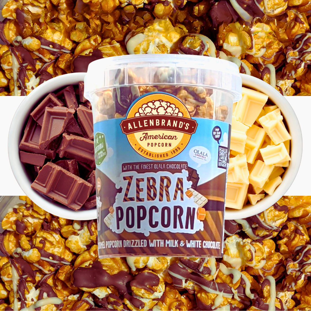 Zebra Popcorn: Caramel Sea Salt met melk and witte chocola