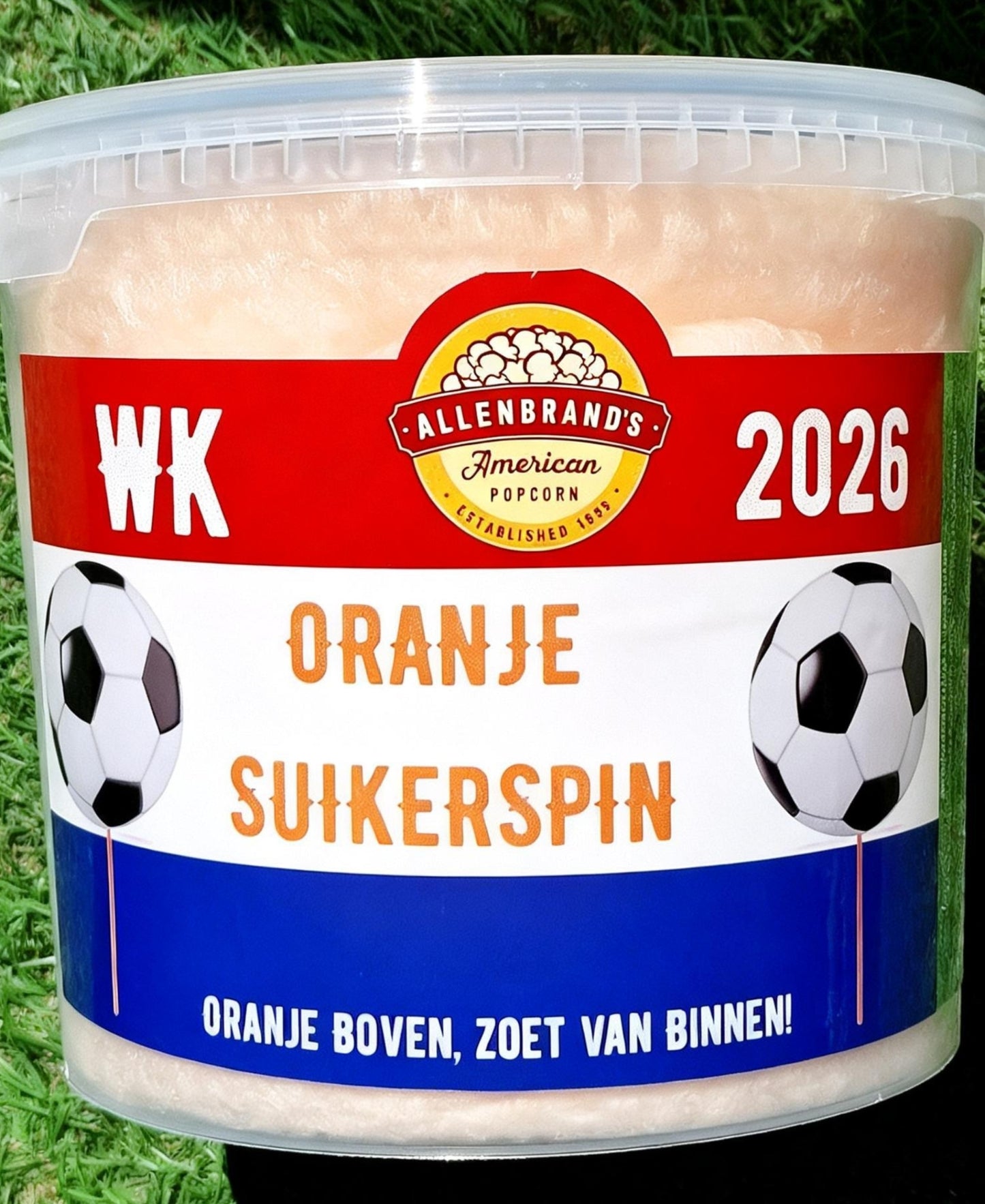 🧡🇳🇱 WK 2026 Oranje Suikerspin Bucket – Pop Holland Pop! (5,5 Liter) ⚽